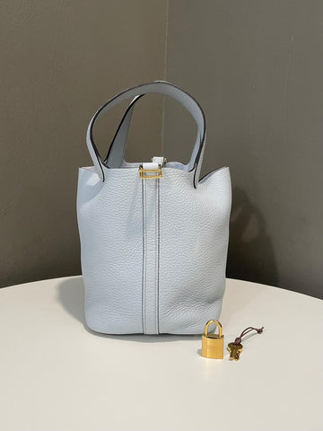 Hermes Picotin Lock 18 Bleu Pale Clemence