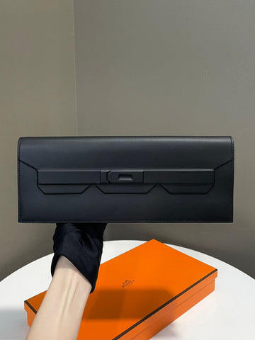 Hermes Pochette Birkin Shadow Black Noir