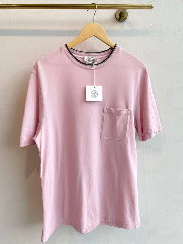Hermes Solid Pocket Crew Neck T-Shirt Guimauve