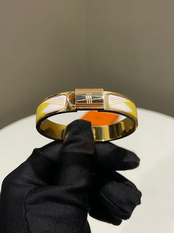 Hermes Clic Cadenas Bangle Bracelet White