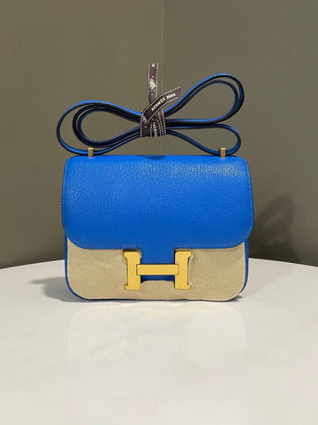 Hermes Constance 18 Bleu Hydra Chevre