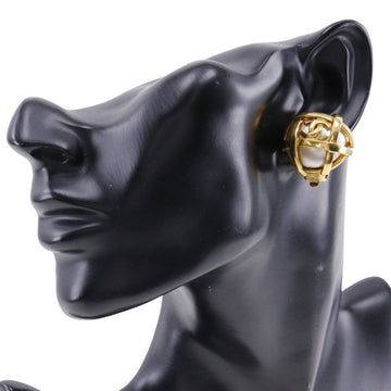 CHANEL Earring Plated Gold, Faux Pearl gold   COCO Mark