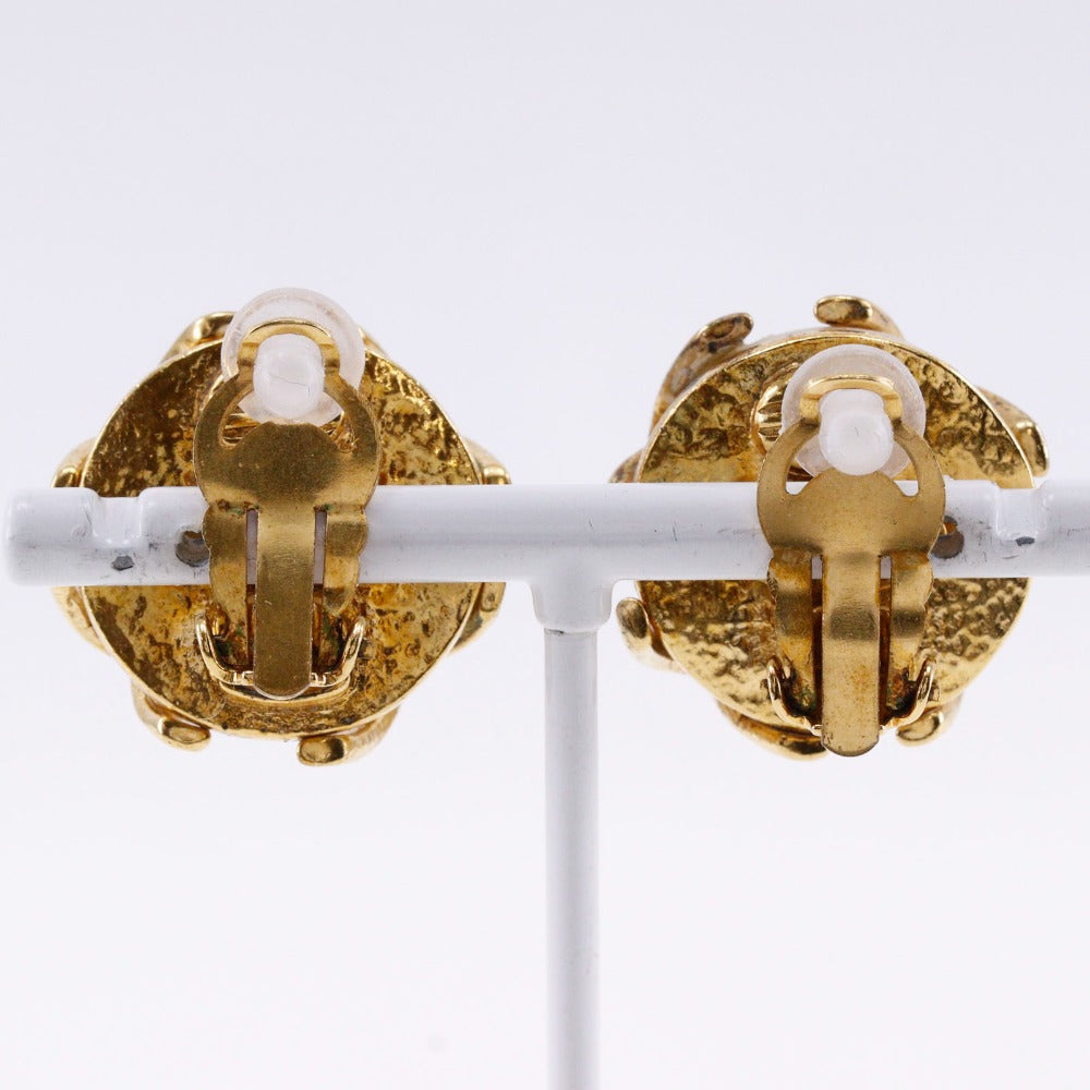 CHANEL Earring Plated Gold, Faux Pearl gold   COCO Mark