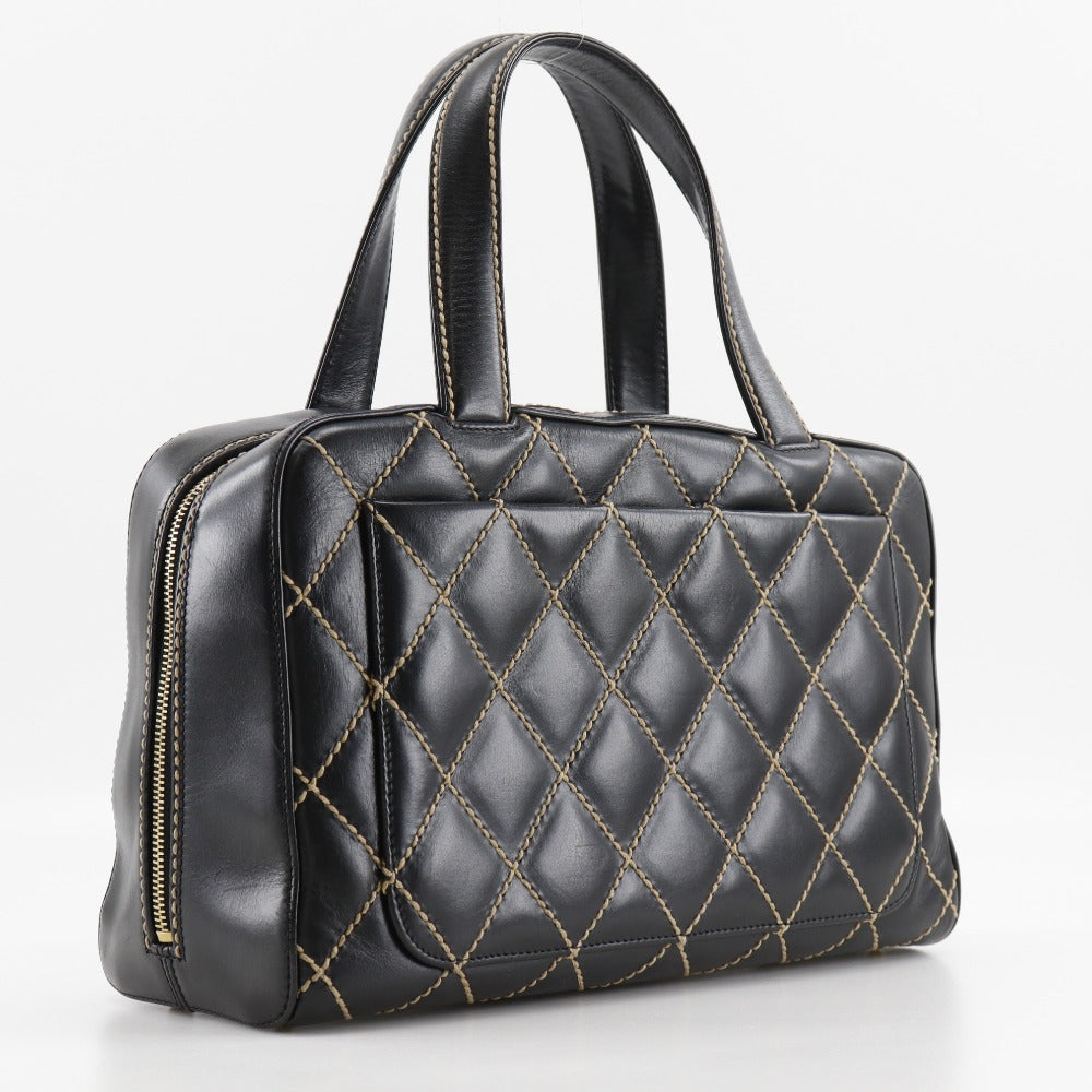 CHANEL Handbag A18121 Calfskin black Wild stitch Mini Boston