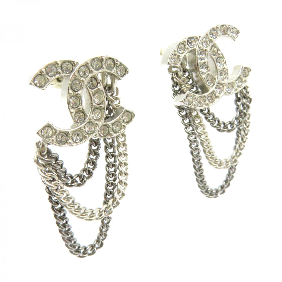 Chanel 2000s CC rhinestone-embellished dangle earrings