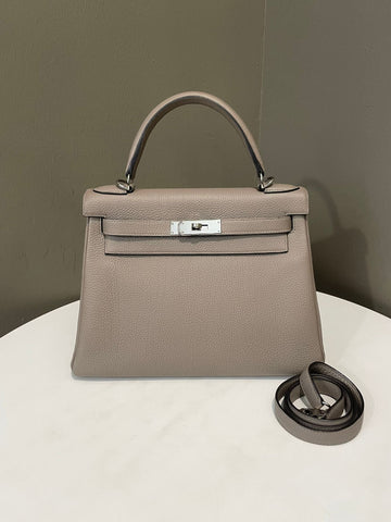 Hermes Kelly 28 Gris Asphalt Togo