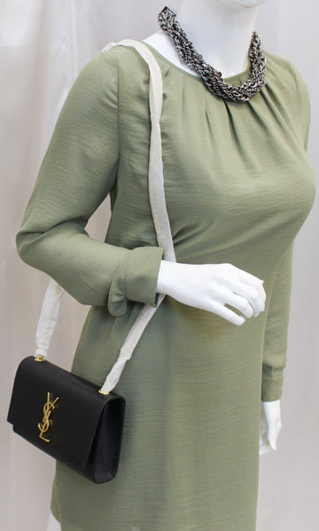 YVES SAINT LAURENT Kate Black Leather Chain Clutch Crossbody Bag