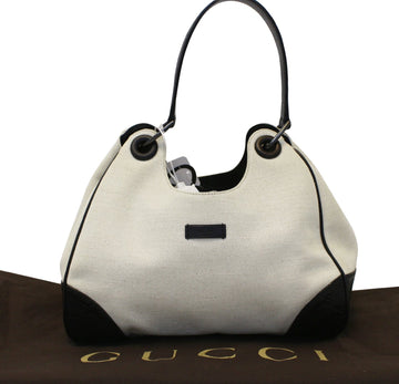 GUCCI Colbert Canvas Shoulder Bag White