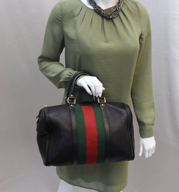 GUCCI   Web Medium Boston Bag with Signature Web