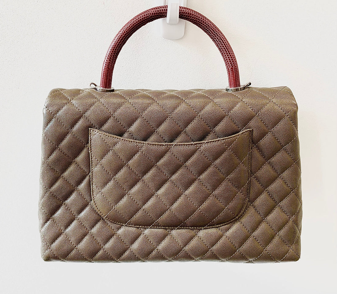 CHANEL COCO CAVIAR QUILTED LIZARD HANDLE BAG