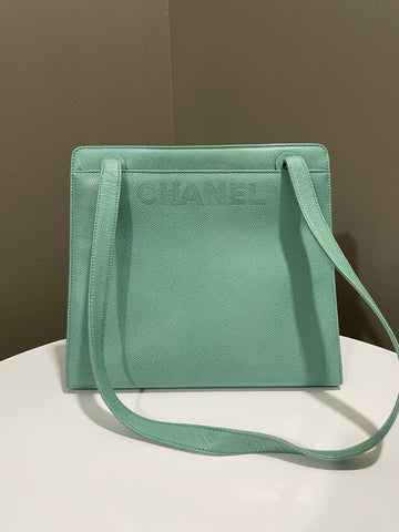 Chanel   Shoulder Tote Bag Mint Caviar