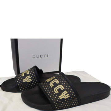 GUCCI Black Supreme Canvas Slide Sandal Size 11 519982 - Last Call