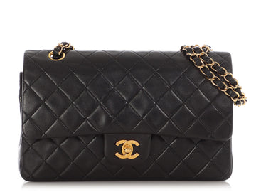 Chanel   Medium/Large Black Quilted Lambskin Classic Double Flap
