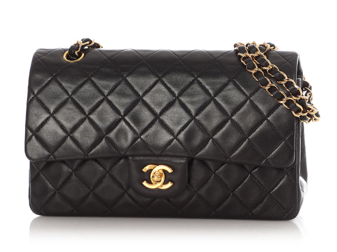 Chanel   Medium/Large Black Quilted Lambskin Classic Double Flap