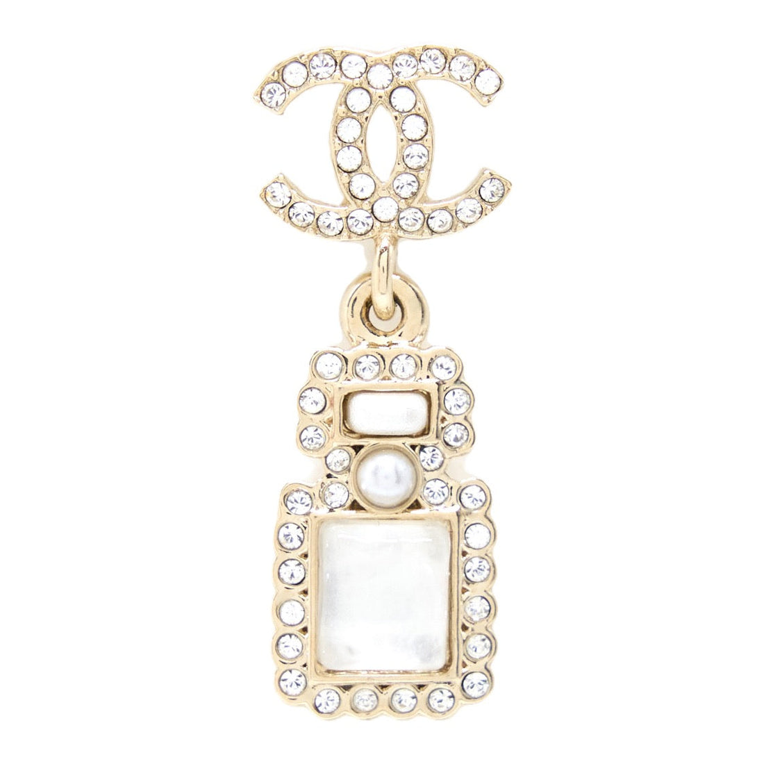 Chanel Crystal And Stud CC Perfume Drop Earring L