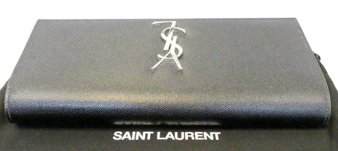 YVES SAINT LAURENT Kate Black Leather Clutch