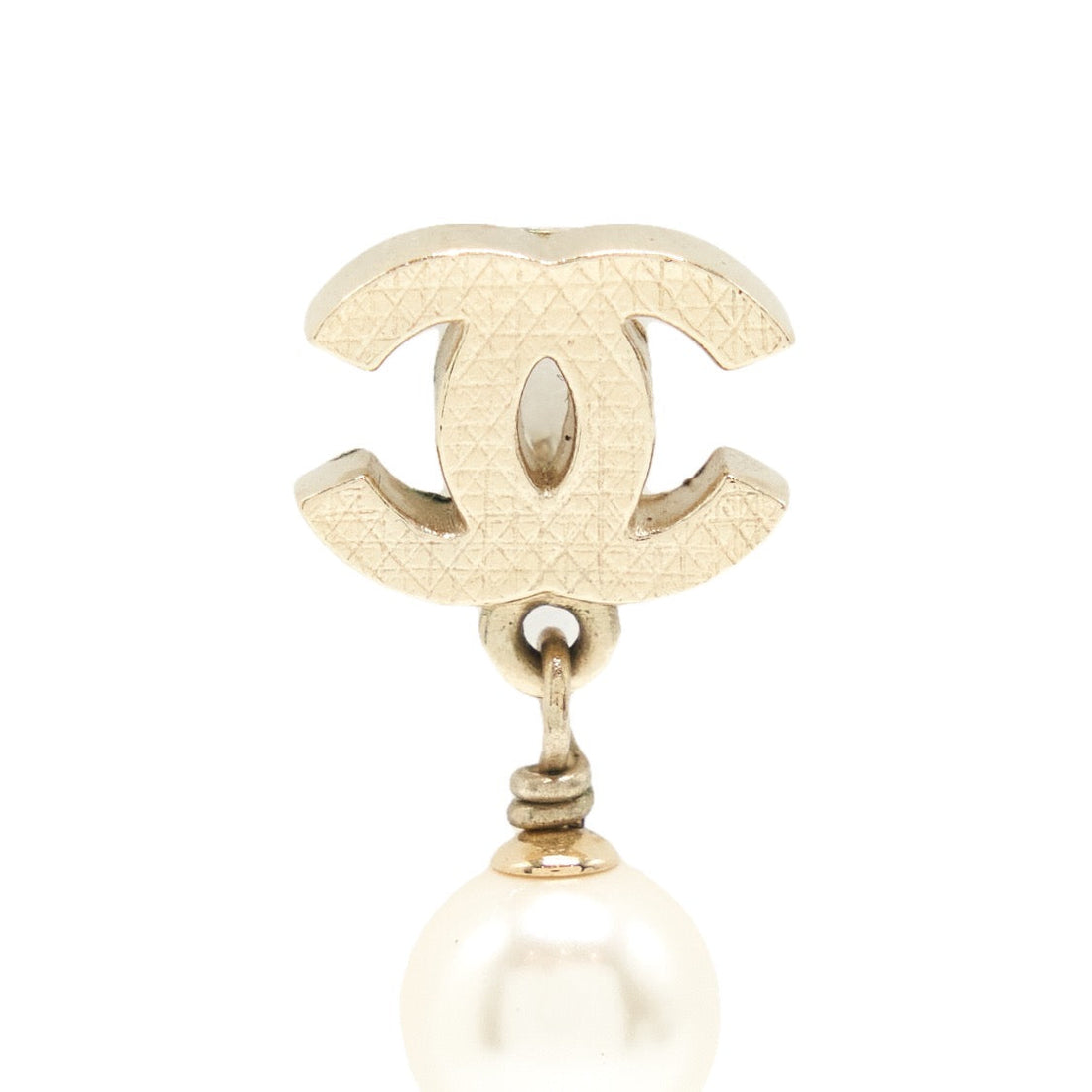 Chanel CC Logo With Pearl Drop Earrings L