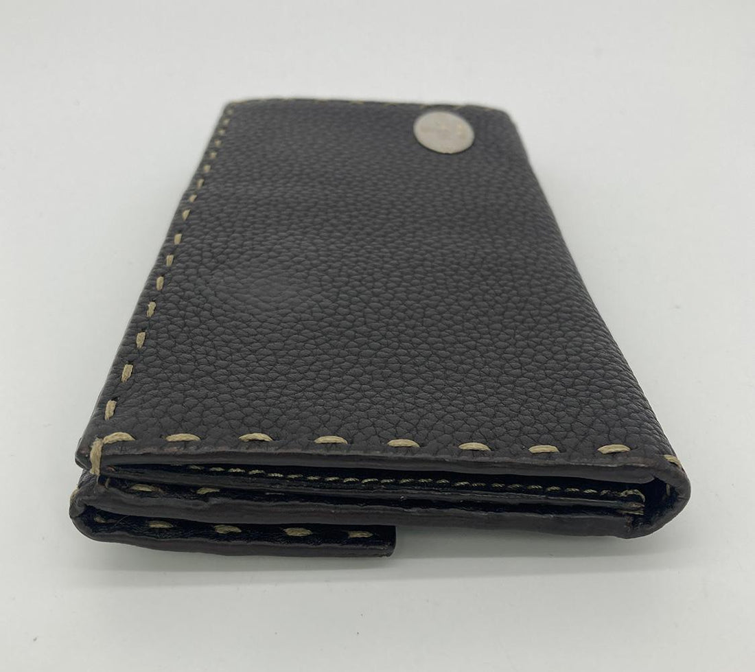 FENDI Dark Brown Selleria Leather Continental Wallet