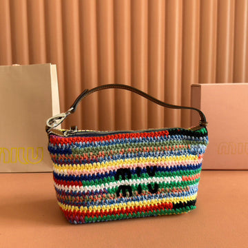 CROCHET TOTE BAG 25 IN MULTICOLORED WOVEN RAFFIA House Of Sarah Bags