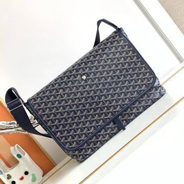 CAPETIEN MESSENGER BAG 39 IN NAVY BLUE GOYARDINE CANVAS AND CALFSKIN House Of Sarah Bags