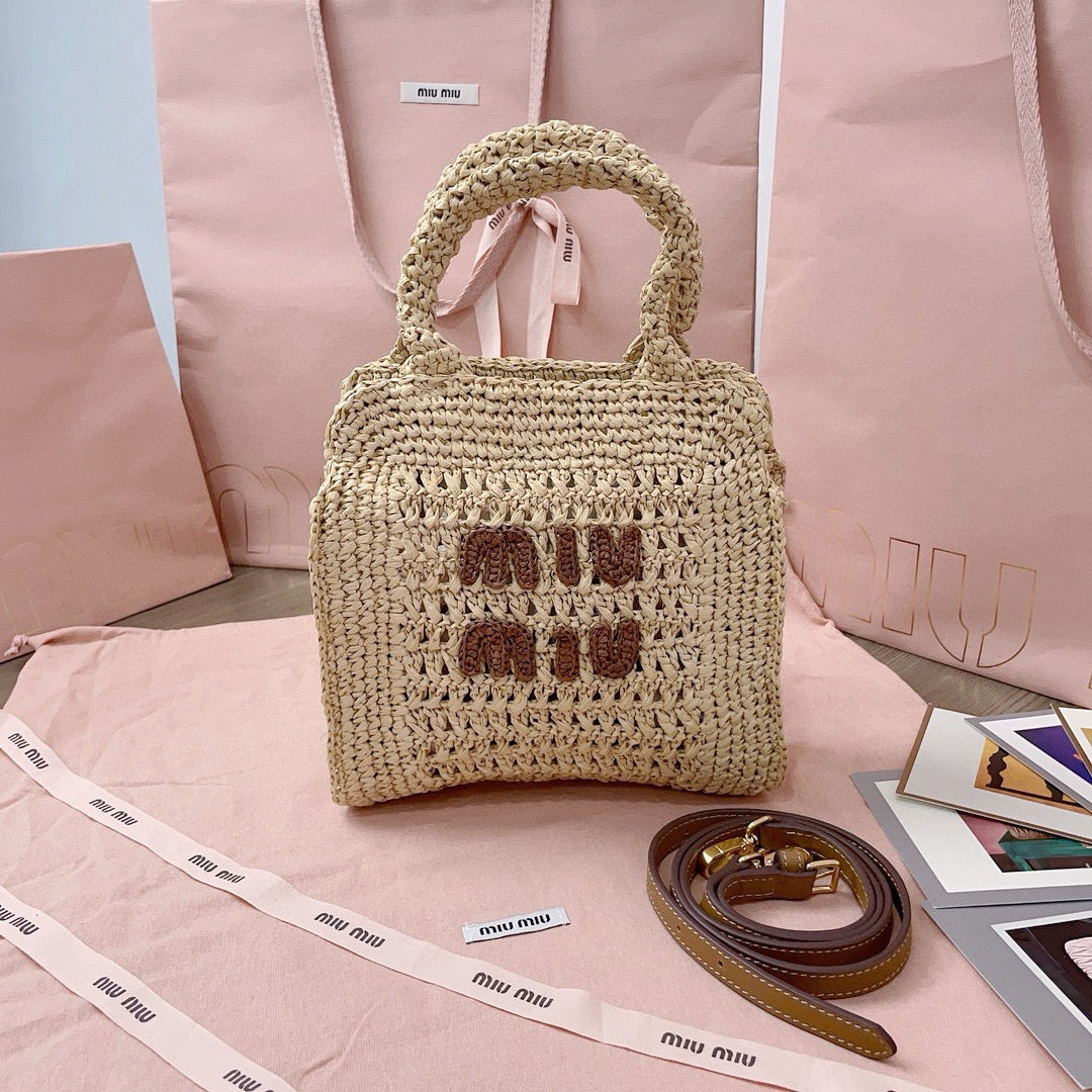 CROCHET TOTE BAG 23 IN NATURAL WOVEN RAFFIA House Of Sarah