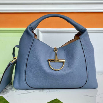 GG HORSEBIT HOBO BAG 46 IN LIGHT BLUE CALFSKIN GOLD HARDWARE by House Of Sarah