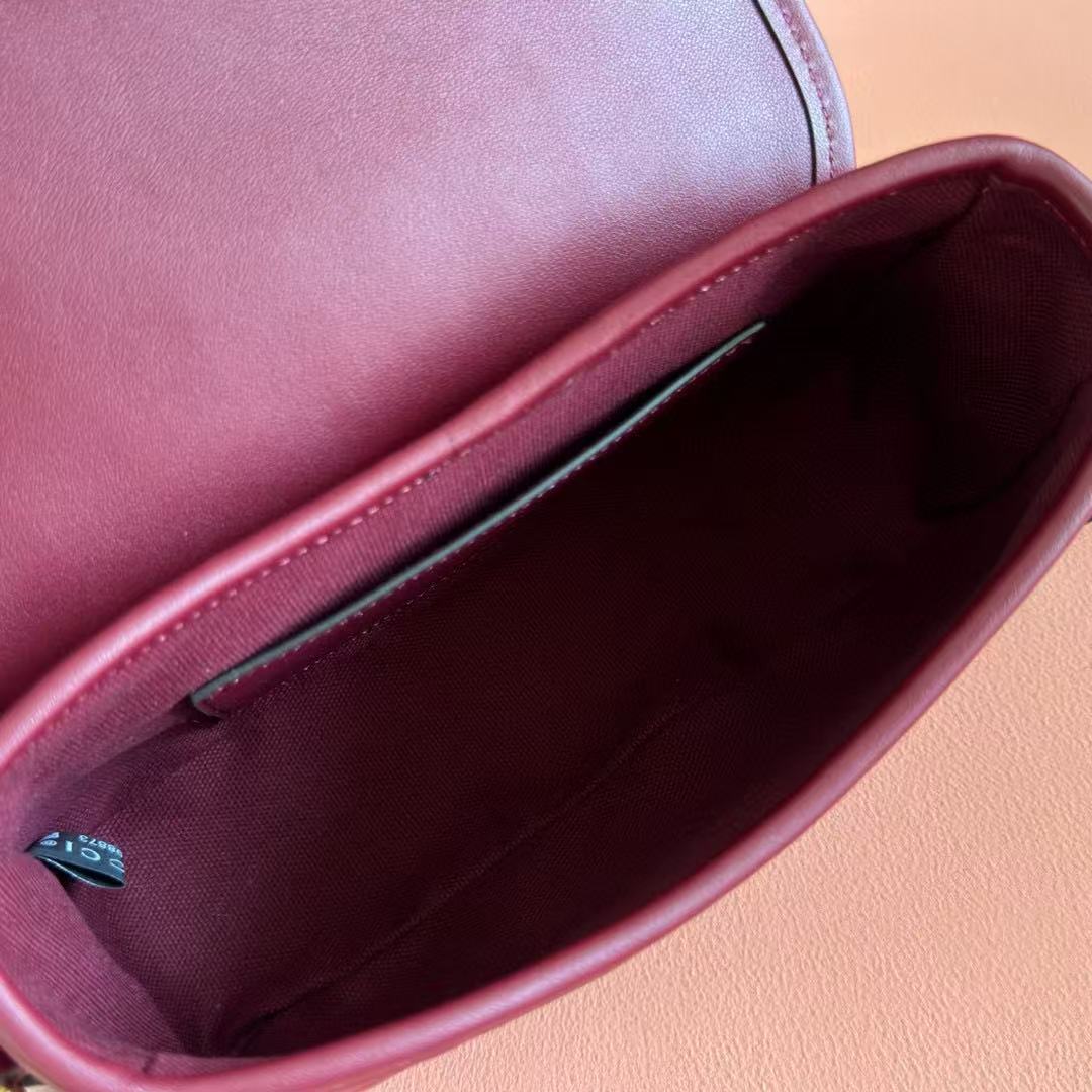 GG SHOULDER BAG 20 IN BURGUNDY RED EMBOSSED CALFSKIN House Of Sarah Bags