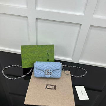 GG MARMONT 16 MINI SHOULDER BAG BLUE CALFSKIN by House Of Sarah