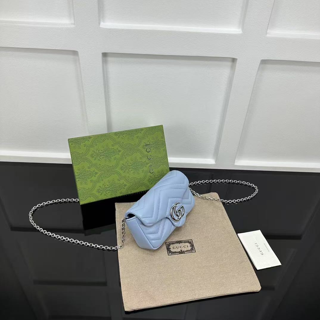 GG MARMONT 16 MINI SHOULDER BAG BLUE CALFSKIN by House Of Sarah