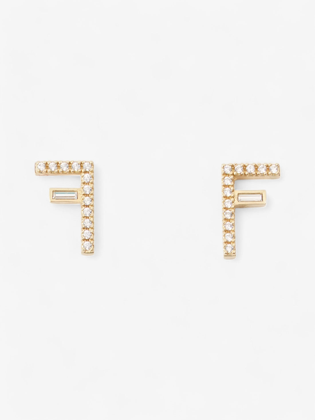 Fendi F Crystal Earrings Gold / White Base Metal