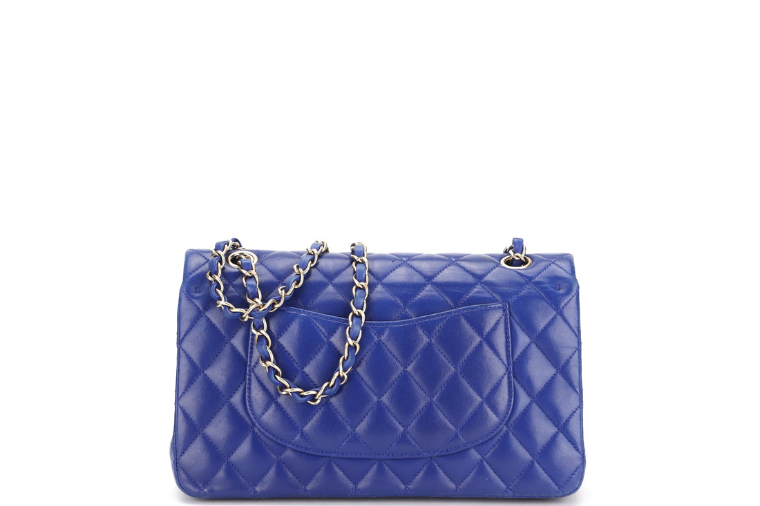 CHANEL CLASSIC DOUBLE FLAP (1813xxxx) MEDIUM BLUE LAMBSKIN LIGHT GOLD HARDWARE, WITH , NO DUST COVER