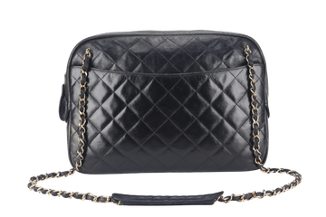 CHANEL   CAMERA BAG (117xxxx) MEDIUM BLACK LAMBSKIN QUILTED GOLD HARDWARE NO DUST COVER