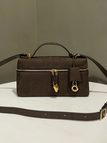 Loro Piana Extra Bag L23 Dark Chocolate Licorice Suede