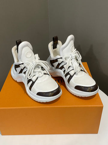 Louis Vuitton Archlight Sneaker White / Brown Monogram Canvas Size 36.5