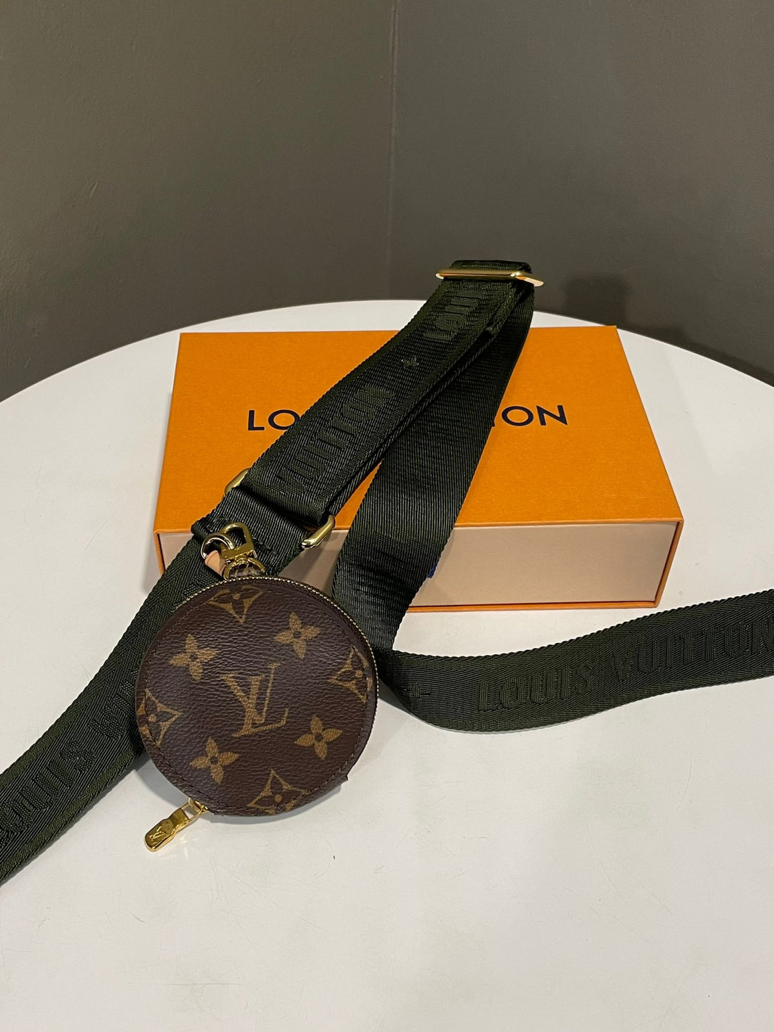 Louis Vuitton Bandouliere with Round Coin Pouch Classic Monogram Khaki