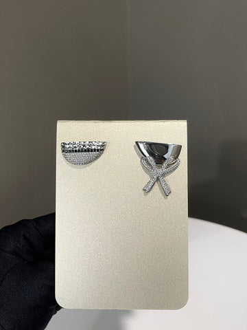 Louis Vuitton Bionic Stud Earrings Black / Clear Rhinestones Embellished