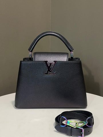 Louis Vuitton Capucines Mermaid Black Grainy Leather Rainbow