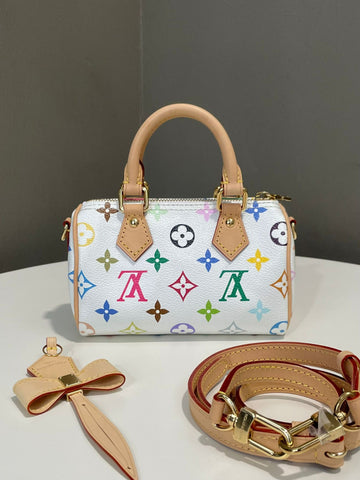 Louis Vuitton Nano Speedy Takashi Murakami with Bow Charm Monogram Multicolour Canvas