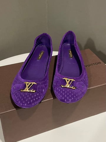 Louis Vuitton Perforated Ballet Flats Purple Suede  Size 36