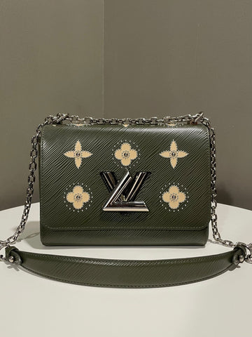 Louis Vuitton Twist Flower Studded MM  Khaki Green Epi Leather