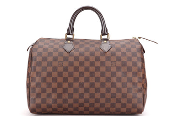LOUIS VUITTON N41523 SPEEDY 35 (DU3141) DAMIER EBENE, WITH KEYS & LOCK, NO DUST COVER