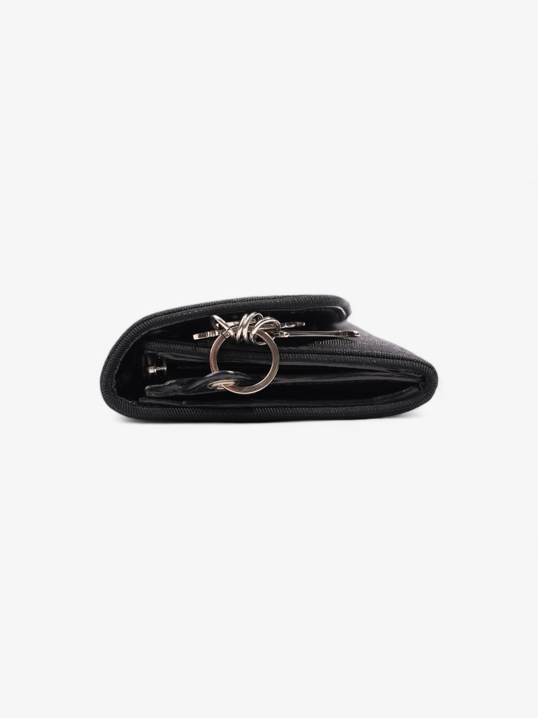 Christian Dior CD Icon Trifold Wallet Black Diorissimo Canvas