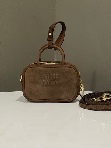 Miu Miu Beau Mini Bag / Charm  Chocolate Brown Suede