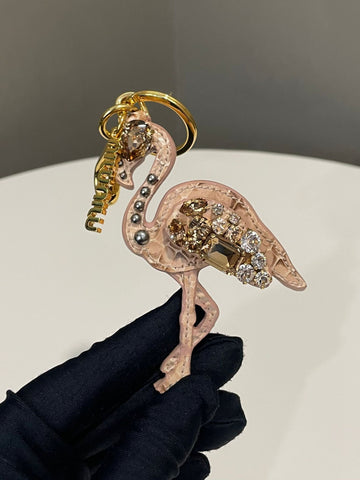 Miu Miu Flamingo Key Charm Blush / Rhinestone