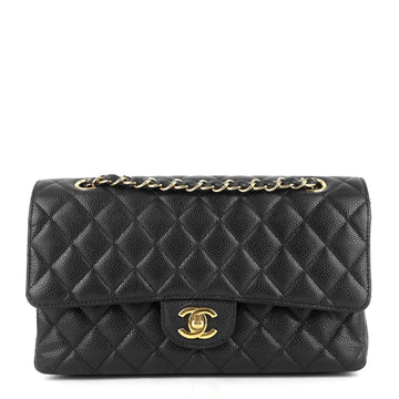 Chanel Double Flap Quilted Caviar Leather Bag