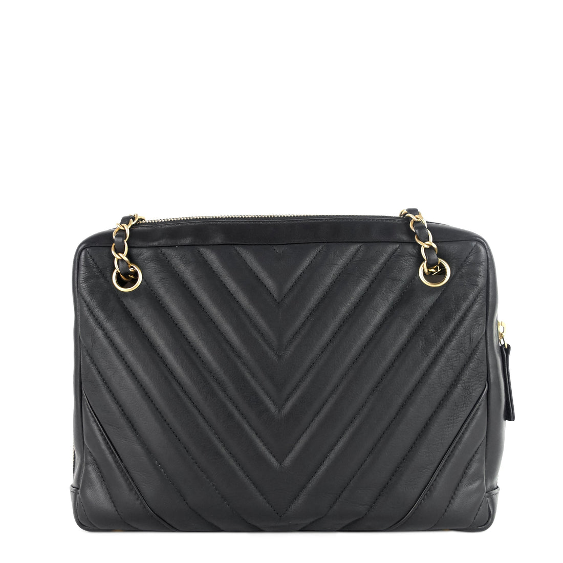 Chevron Quilted Lambskin Leather Camera Bag