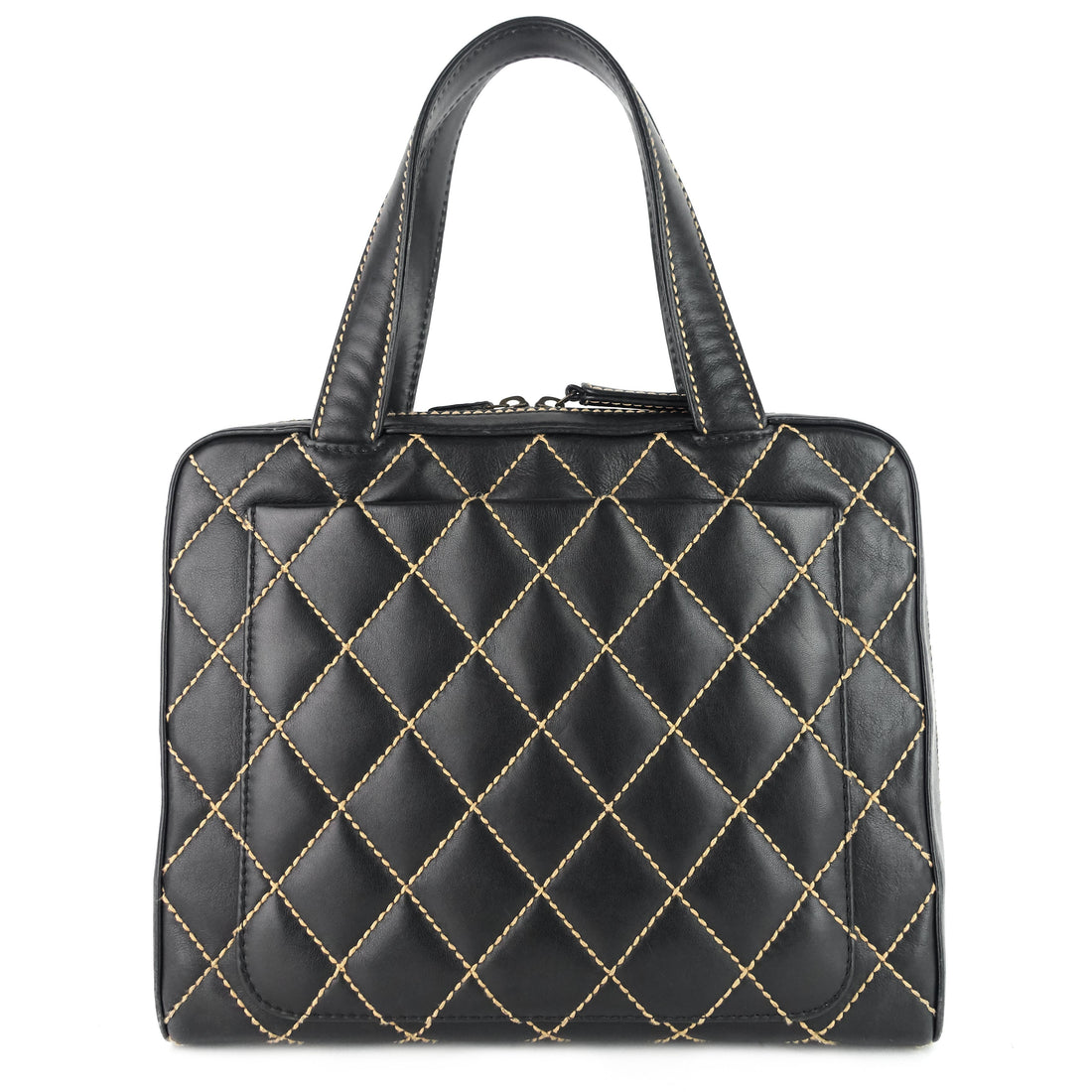 Chanel Surpique Top Handles Calfskin Leather Bowler Bag
