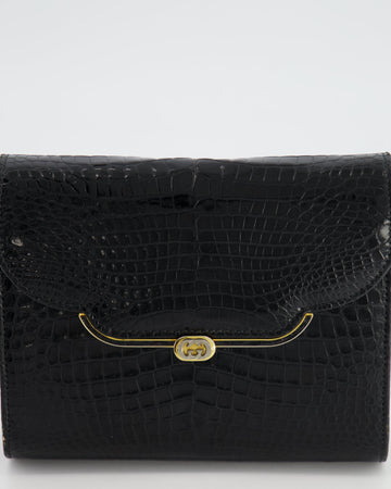 Gucci   Black Crocodile Leather GG Clutch Bag