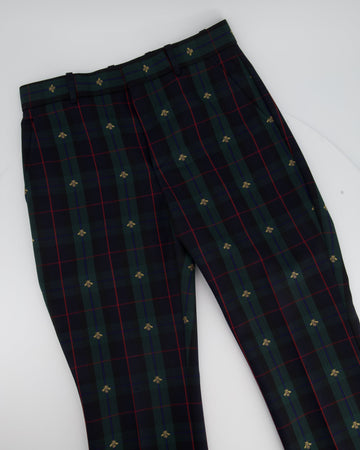 Gucci Green Check Tailored Flared Tro rs Size IT 38 (UK 6)