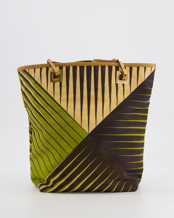 Gucci   Green and Brown Printed Mini Tote Bag with Gold Hardware